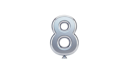 3D Silver number 8 balloon transparent background