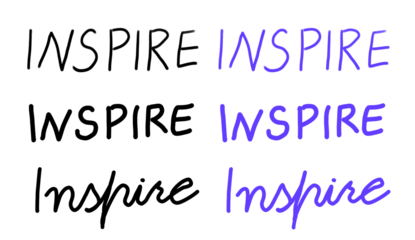 Handwritten calligraphy text saying inspire with elegant flowing strokes modern brush lettering isolated on transparent background for branding posters social media and design use