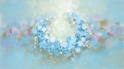 青いリースのイラスト