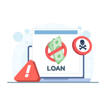 Financial fraud and loan scam illustration highlighting deceptive lending and monetary crime issues. Suitable for banking security, fraud awareness, fintech risk, and financial protection themes.