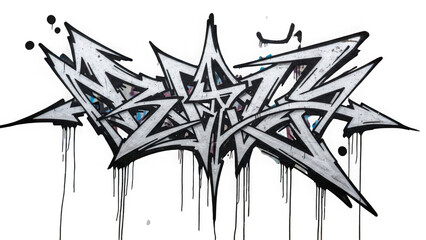 Graffiti art with gray and black colors on white