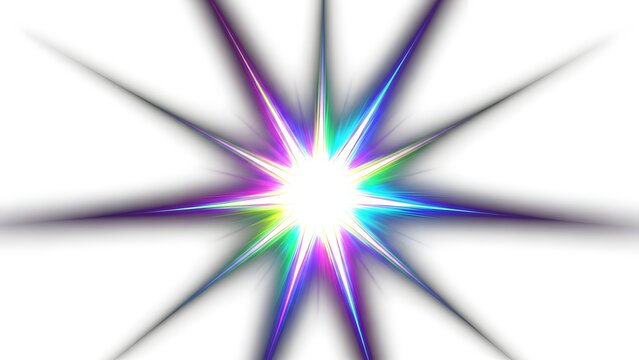 Vibrant starburst with multicolored rays on white background - Powered by Adobe