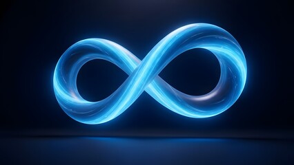 Glowing blue infinity symbol in dark background
