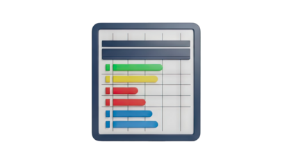 3D Bar chart infographic icon on transparent background