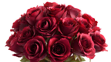 Close-Up Red Roses Bouquet on White Background &ndash; High Detail Floral Photography