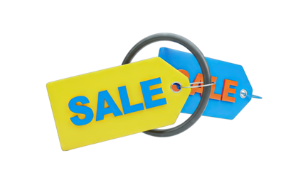 3D Sale Tags on transparent background