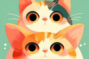 Three cute anime style cartoon cats