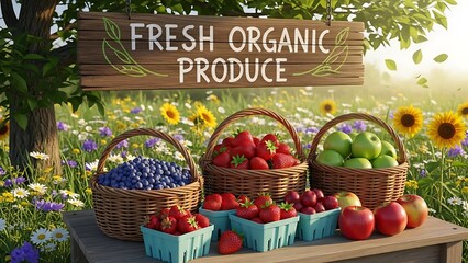 Fresh Organic Produce in a Vibrant Garden Scene