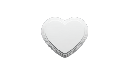 3D White layered heart shape on transparent background