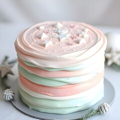 Whipped cream cake with sugar powder슈가파우더가 떨어진 생크림 케이크 