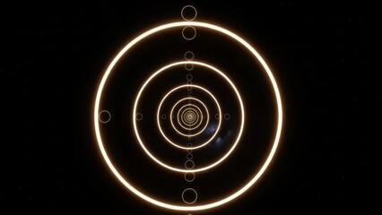 Glowing Concentric Circles on Black Background.