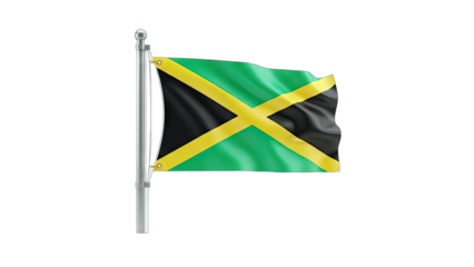3D Jamaica Flag Waving on transparent background