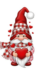 Cheerful Gnome Holding Heart Shaped Valentines Day Card