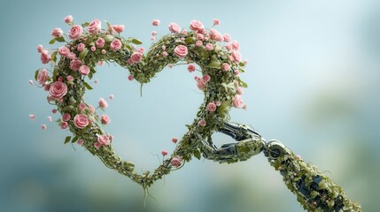 valentine future Hand holding a floral heart shape against a soft background.