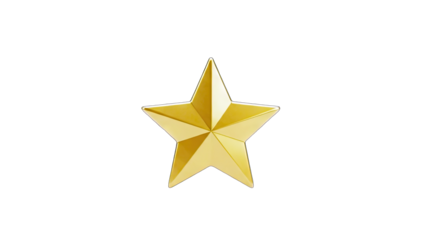3D Golden Star Award on transparent background