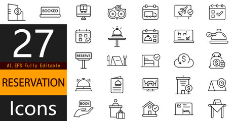 Booking and Reservation Icons Set – Calendar, Appointment and Schedule