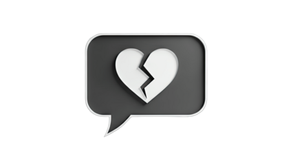 3D Broken Heart Chat Icon on transparent background