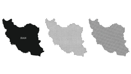 Obraz premium Iran Map Silhouette in Various Textures and Grayscale for Geographic Design