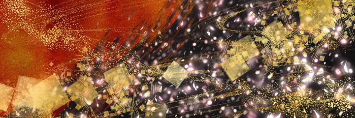 お正月背景風金箔桜花吹雪が輝く豪華,横長背景