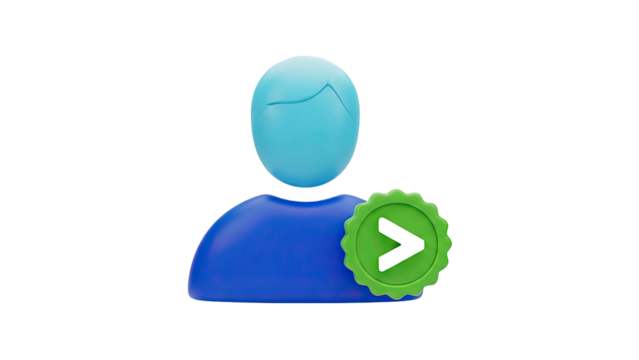 3D Verified user icon with checkmark on transparent background - Powered by Adobe