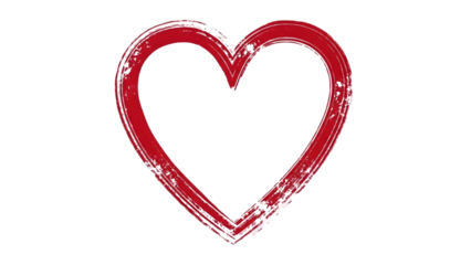 A red heart shape with a distressed texture isolated on transparent background for love and valentines day concepts