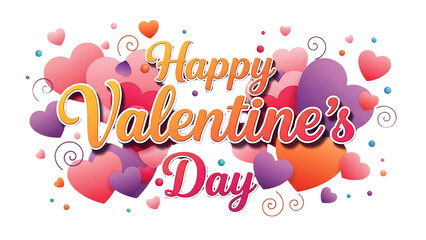 Happy Valentines Day Greeting Card with Colorful Hearts