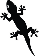 Fototapeta premium Vector illustration of a green chameleon lizard silhouette on a black background designed as a nature reptile icon art tattoo or dragon symbol