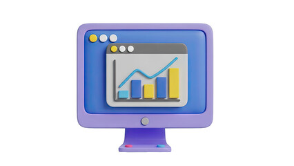 3D 3D Rendering of a Computer Monitor Displaying a Financial Chart on transparent background