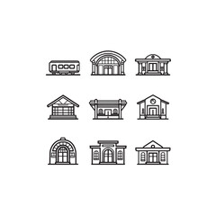 Train station line art simple elegant drawing