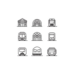 Train station line art modern urban design