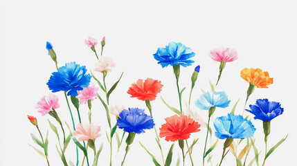 Fototapeta premium watercolor botanical Carnation flowers texture template background.Elegant wedding invitation card background . Minimal hand painted Design for wedding or Valentine's Day