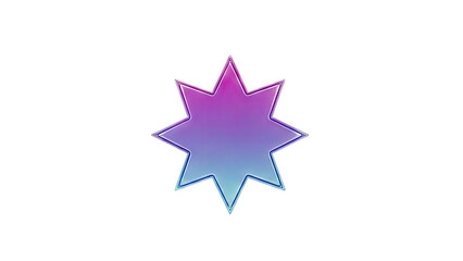 3D Eight pointed star shape with gradient fill and metallic border on transparent background