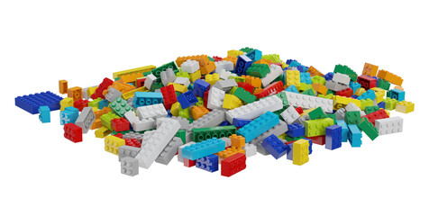 Constructor set pile isolated transparent background photo realistic 3d rendering PNG with alpha channel
