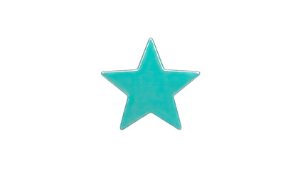Obraz premium 3D Turquoise star with outline on transparent background