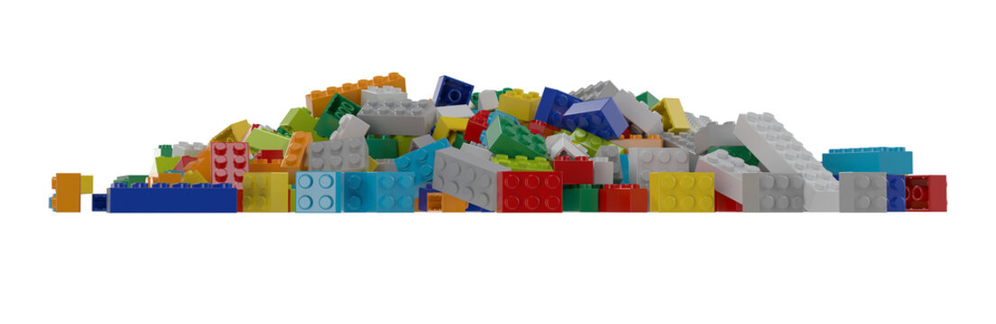 Constructor set pile isolated transparent background photo realistic 3d rendering PNG with alpha channel
