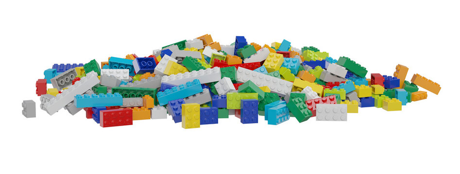 Constructor set pile isolated transparent background photo realistic 3d rendering PNG with alpha channel
