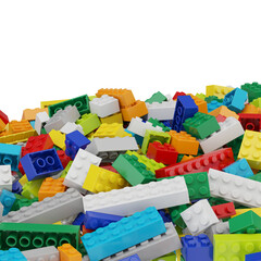 Constructor set pile isolated transparent background photo realistic 3d rendering PNG with alpha channel
