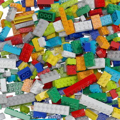 Constructor set pile top view isolated transparent background photo realistic 3d rendering PNG with alpha channel
