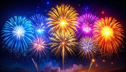 Fototapeta premium Colorful fireworks exploding in night sky
