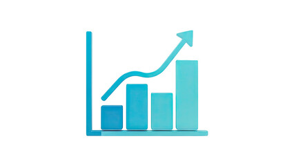3D Growing bar chart with upward arrow on transparent background