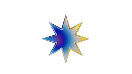 3D Star with metallic gradient effect on transparent background