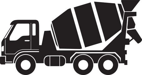Concrete mixer truck silhouette vector black on a white background