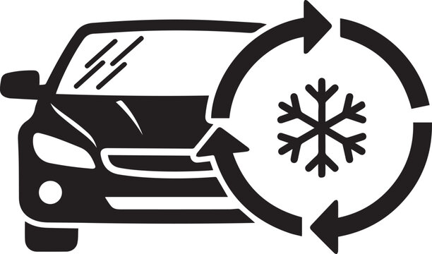 Car air conditioning icon silhouette vector black on a white background