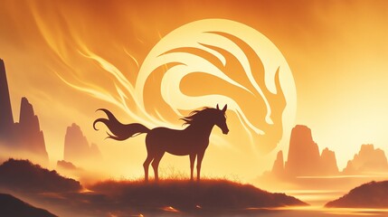 年賀状のイラスト素材_午年(2026)