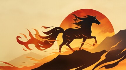 年賀状のイラスト素材_午年(2026)