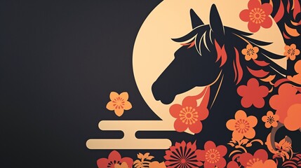 年賀状のイラスト素材_午年(2026)