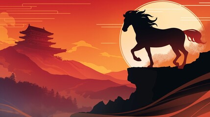 年賀状のイラスト素材_午年(2026)