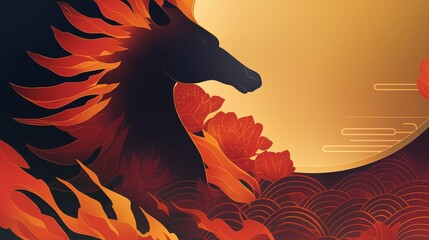 年賀状のイラスト素材_午年(2026)