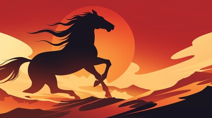 年賀状のイラスト素材_午年(2026)