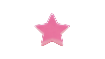 3D Glossy Pink Star Shape on transparent background